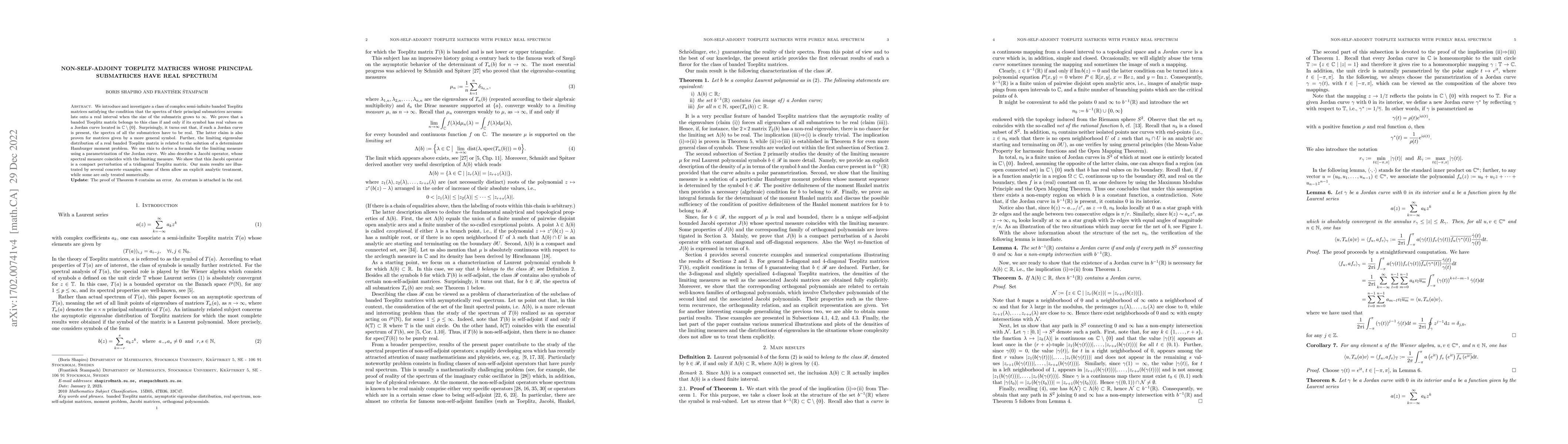 Thumbnail for Non-self-adjoint Toeplitz matrices whose principal submatrices have real
  spectrum