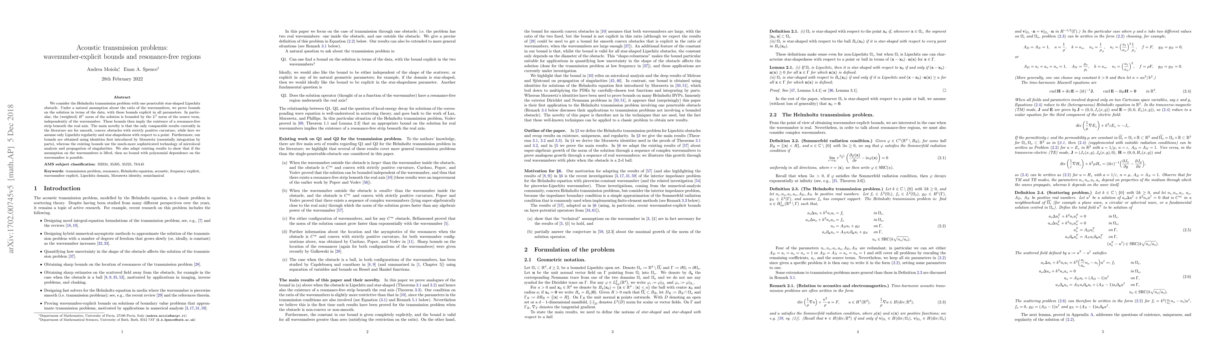 Thumbnail for Acoustic transmission problems: wavenumber-explicit bounds and
  resonance-free regions