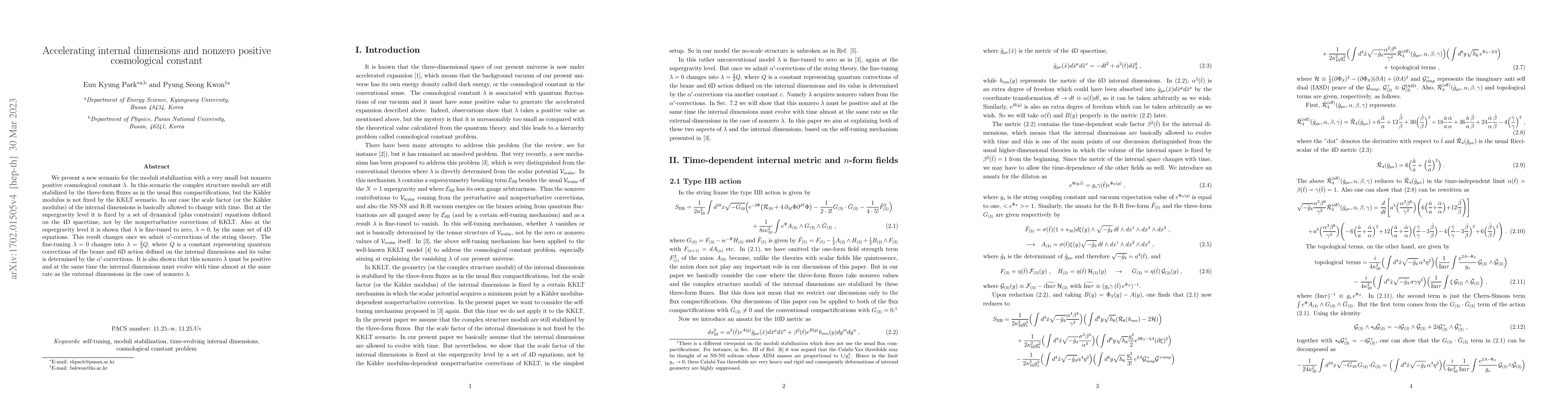 Thumbnail for Accelerating internal dimensions and nonzero positive cosmological
  constant
