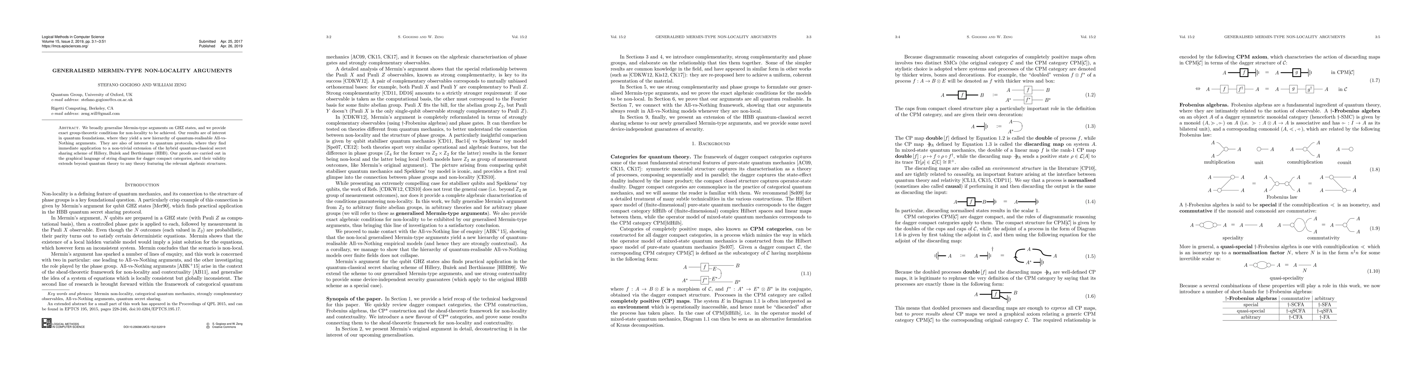 Thumbnail for Generalised Mermin-type non-locality arguments