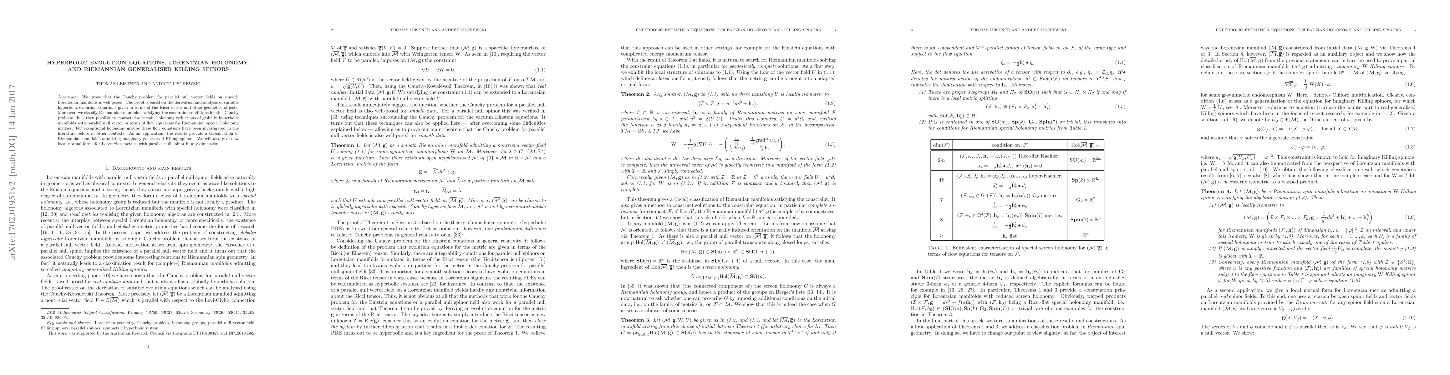 Thumbnail for Hyperbolic evolution equations, Lorentzian holonomy, and Riemannian
  generalised Killing spinors