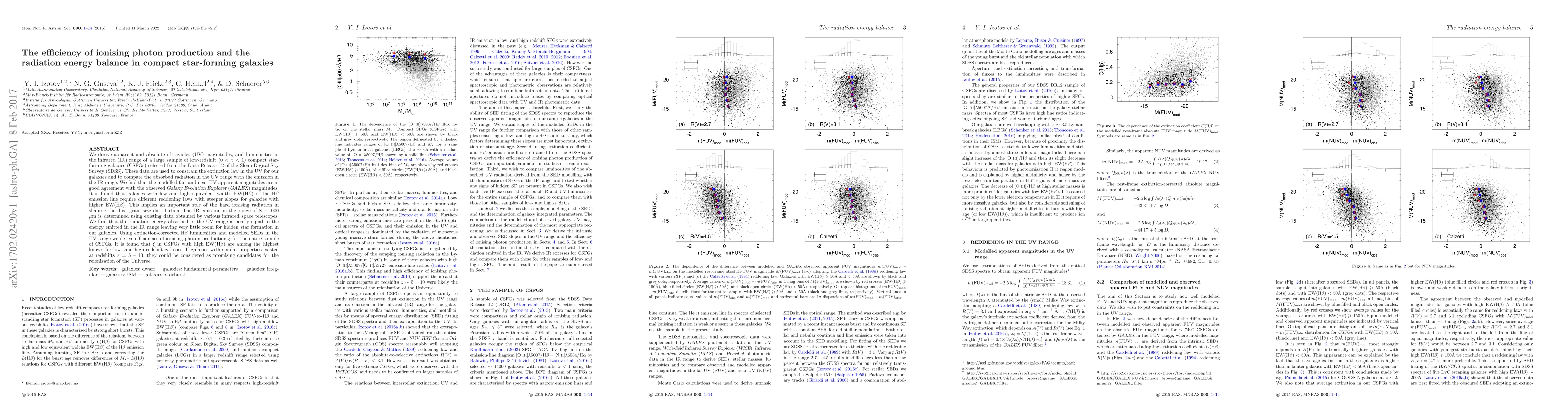 Thumbnail for The efficiency of ionising photon production and the radiation energy
  balance in compact star-forming galaxies
