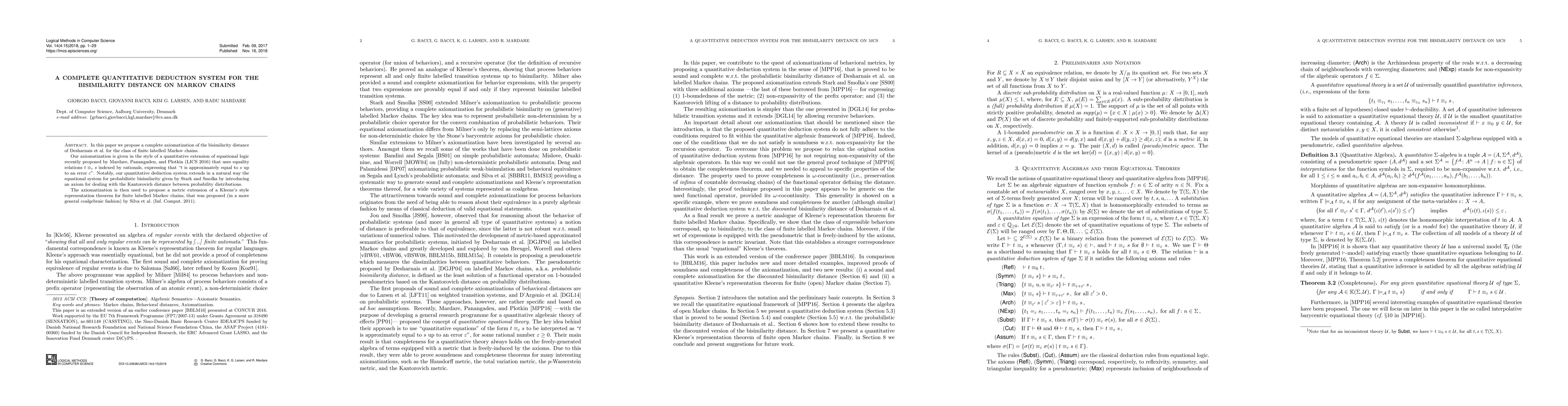 Thumbnail for A Complete Quantitative Deduction System for the Bisimilarity Distance
  on Markov Chains