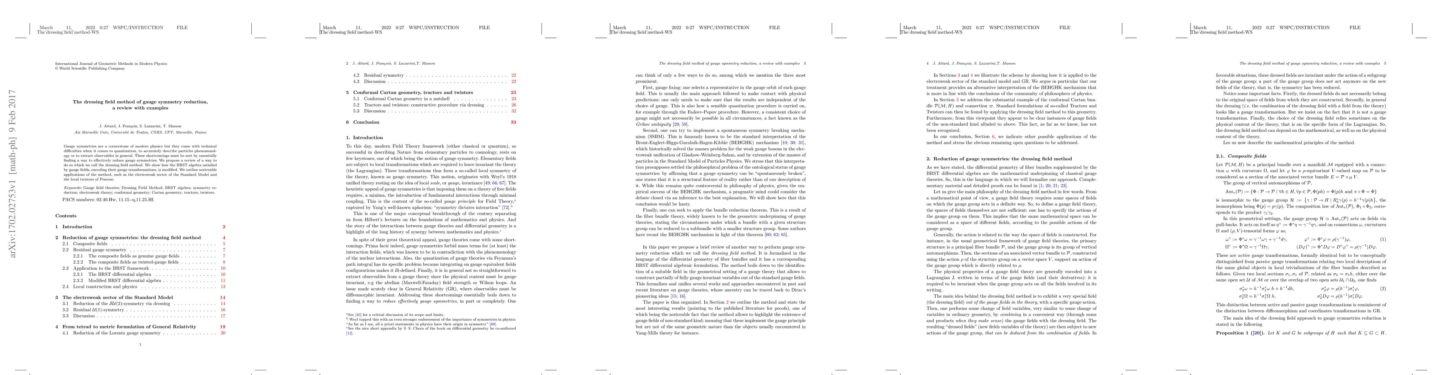 Thumbnail for The dressing field method of gauge symmetry reduction, a review with
  examples