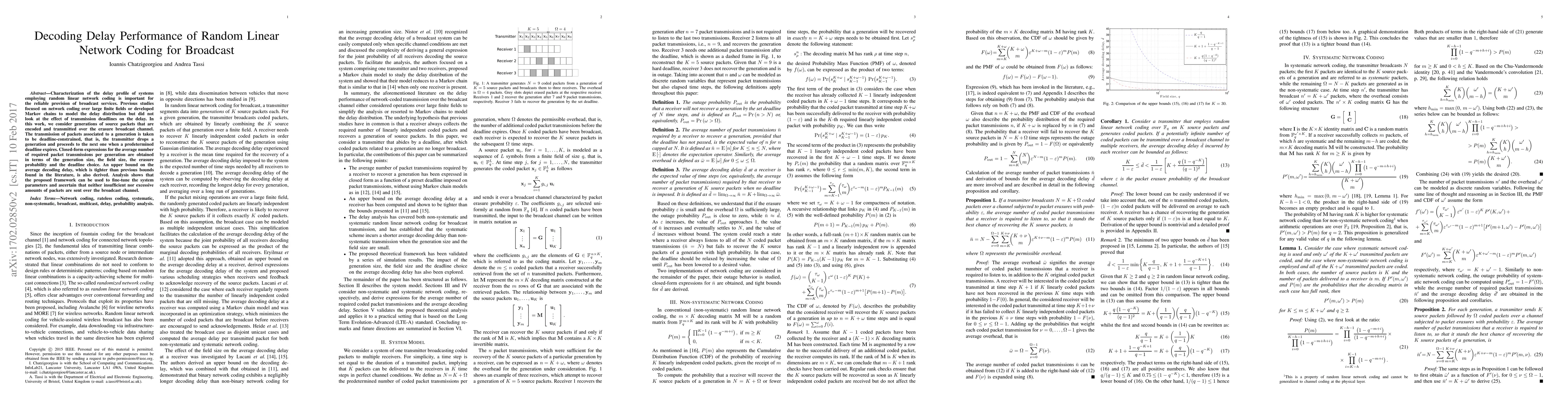 Thumbnail for Decoding Delay Performance of Random Linear Network Coding for Broadcast