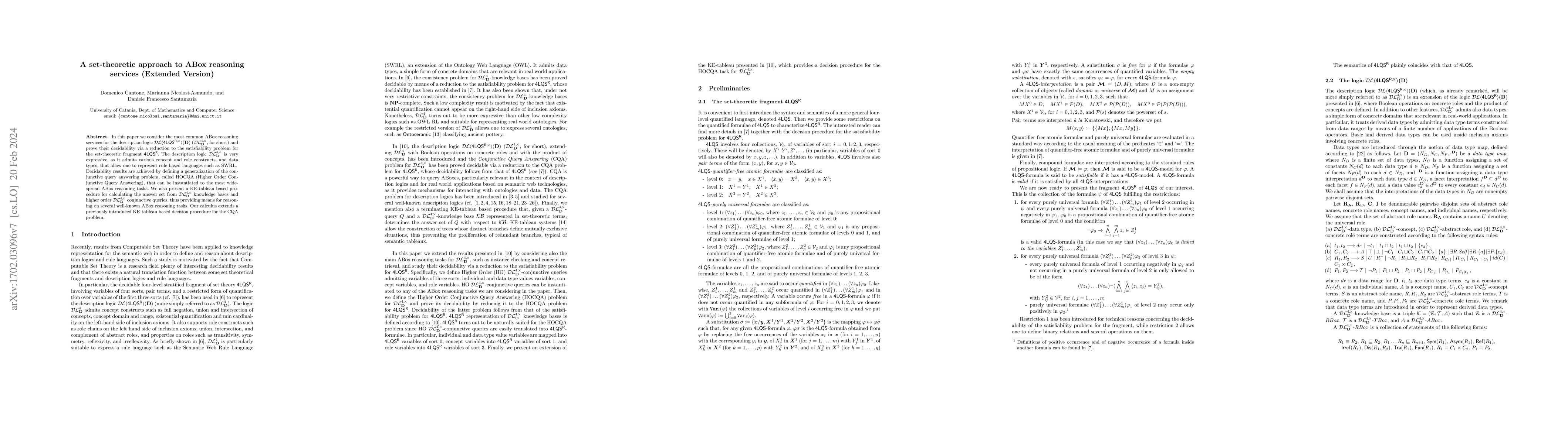Thumbnail for A set-theoretical approach for ABox reasoning services (Extended
  Version)