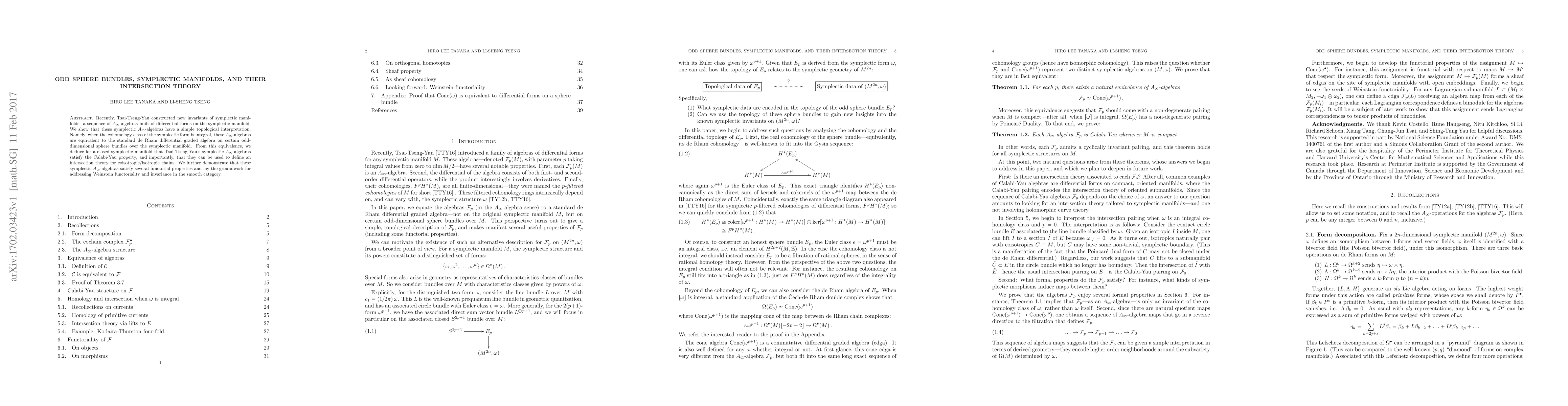 Thumbnail for Odd sphere bundles, symplectic manifolds, and their intersection theory