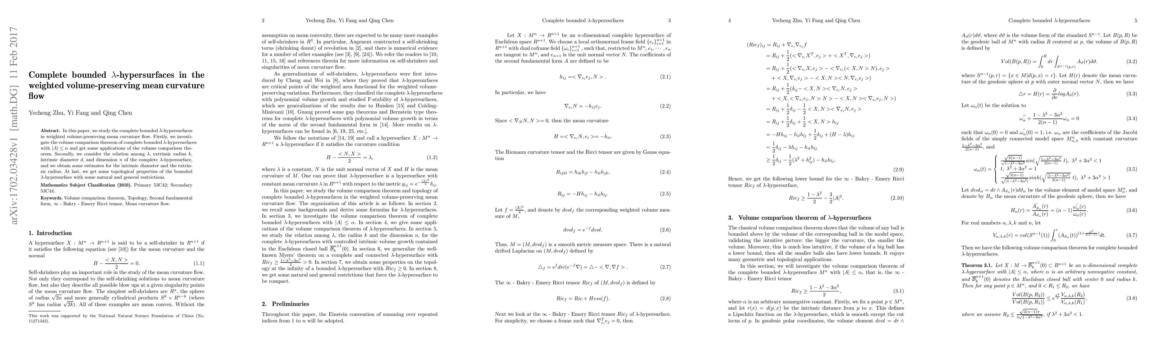 Thumbnail for Complete bounded $\lambda$-hypersurfaces in the weighted
  volume-preserving mean curvature flow