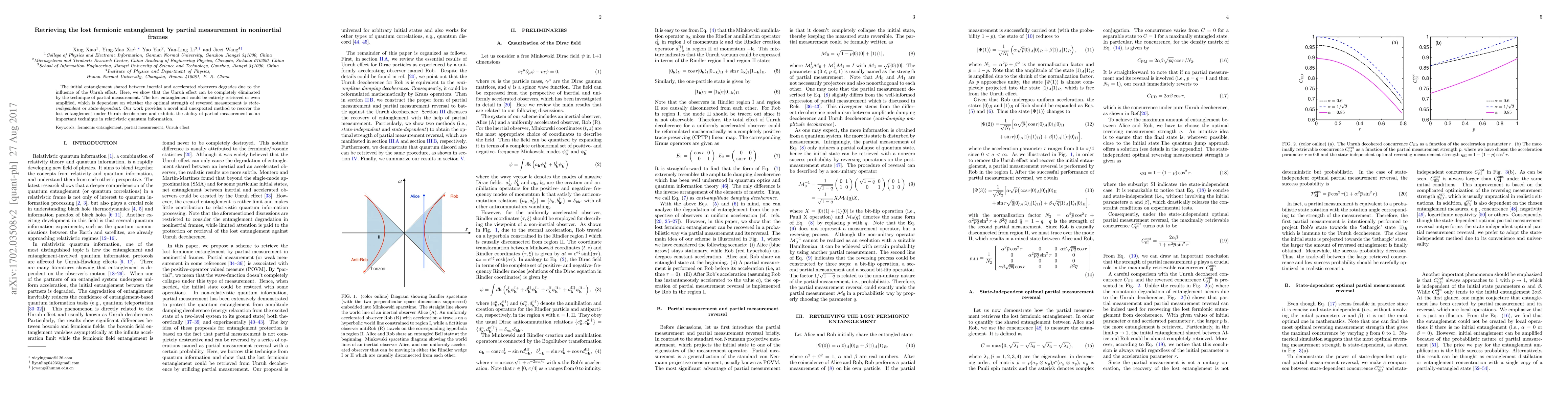 Thumbnail for Retrieving the lost fermionic entanglement by partial measurement in
  noninertial frames