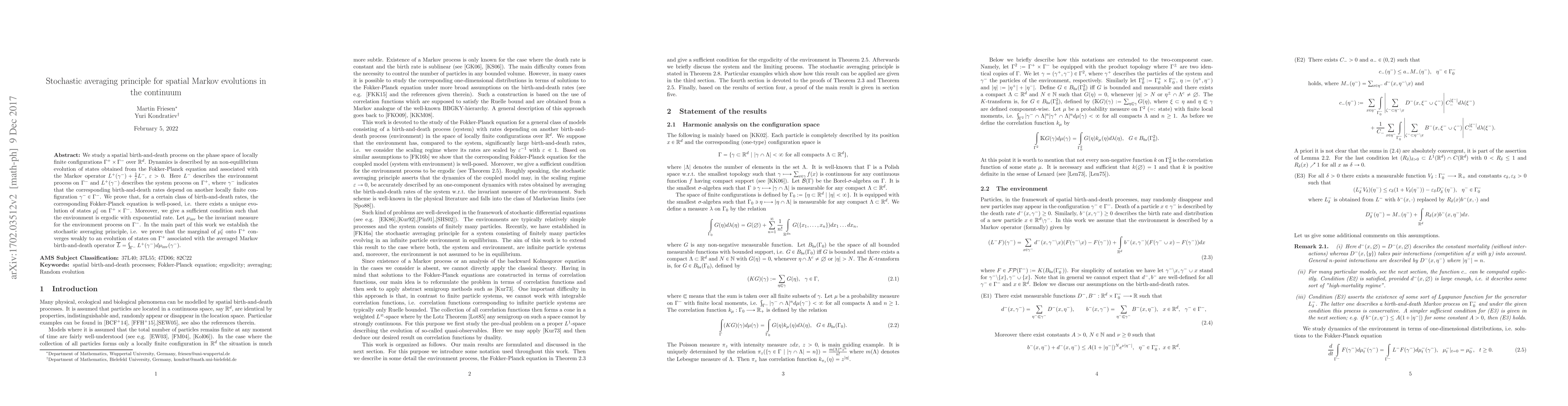 Thumbnail for Stochastic averaging principle for spatial Markov evolutions in the
  continuum