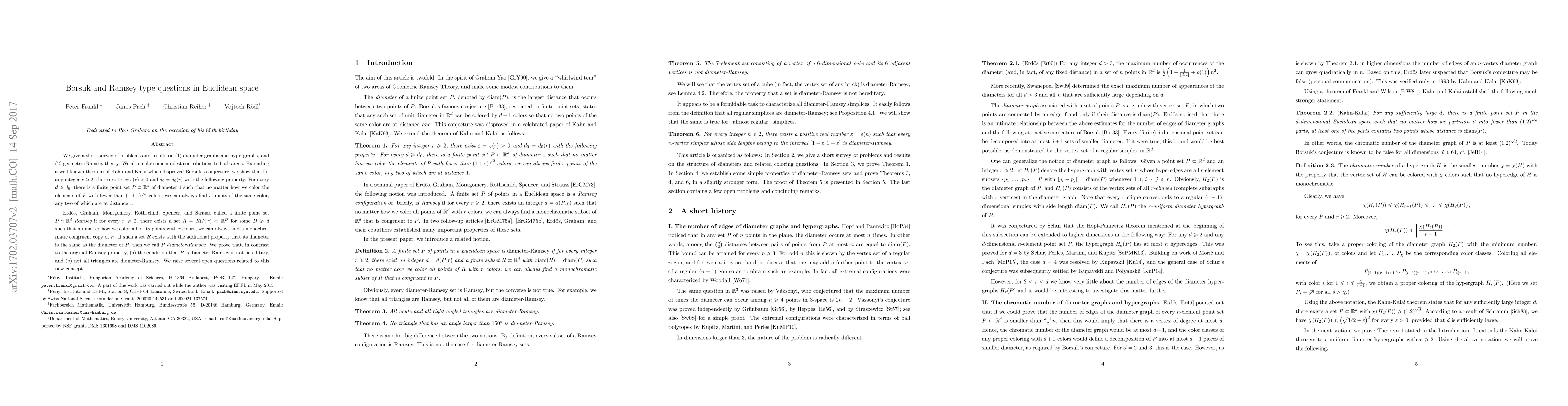 Thumbnail for Borsuk and Ramsey type questions in Euclidean space