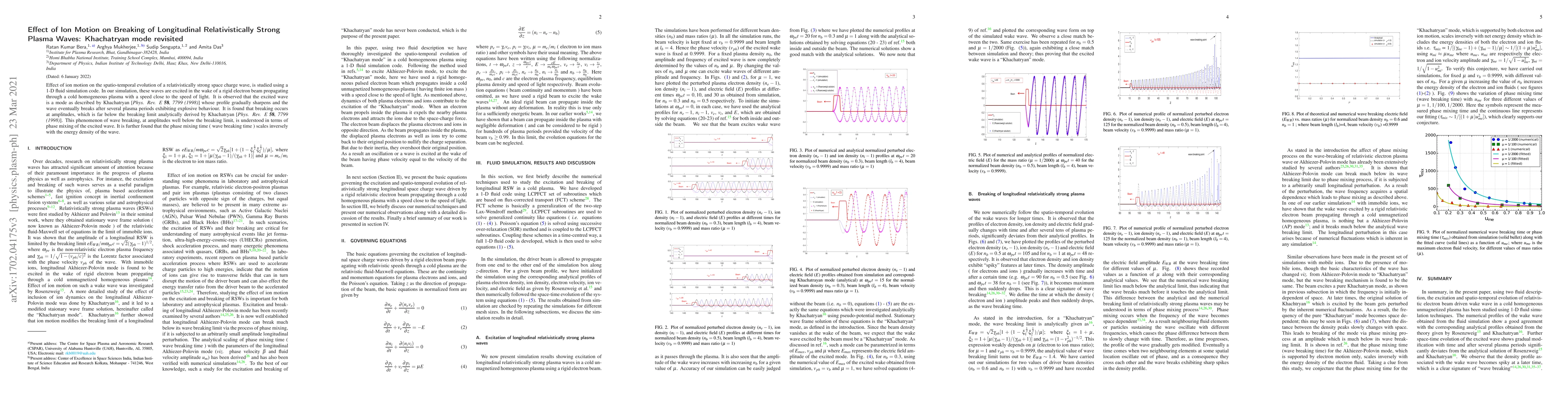 Thumbnail for Effect of Ion Motion on Breaking of Longitudinal Relativistically Strong
  Plasma Waves: Khachatryan mode revisited