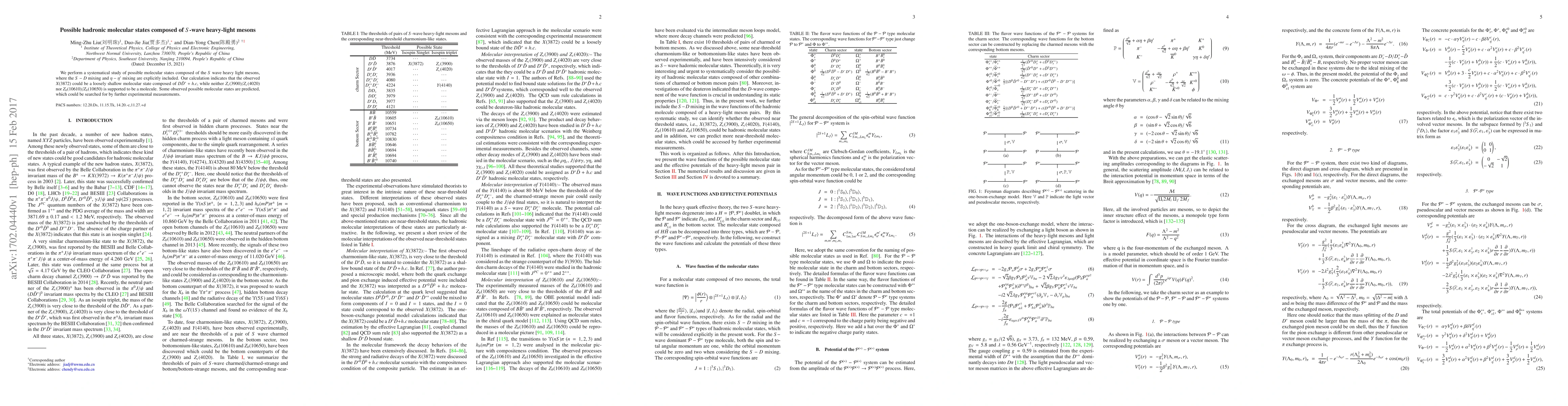 Thumbnail for Possible hadronic molecular states composed of $S$-wave heavy-light
  mesons