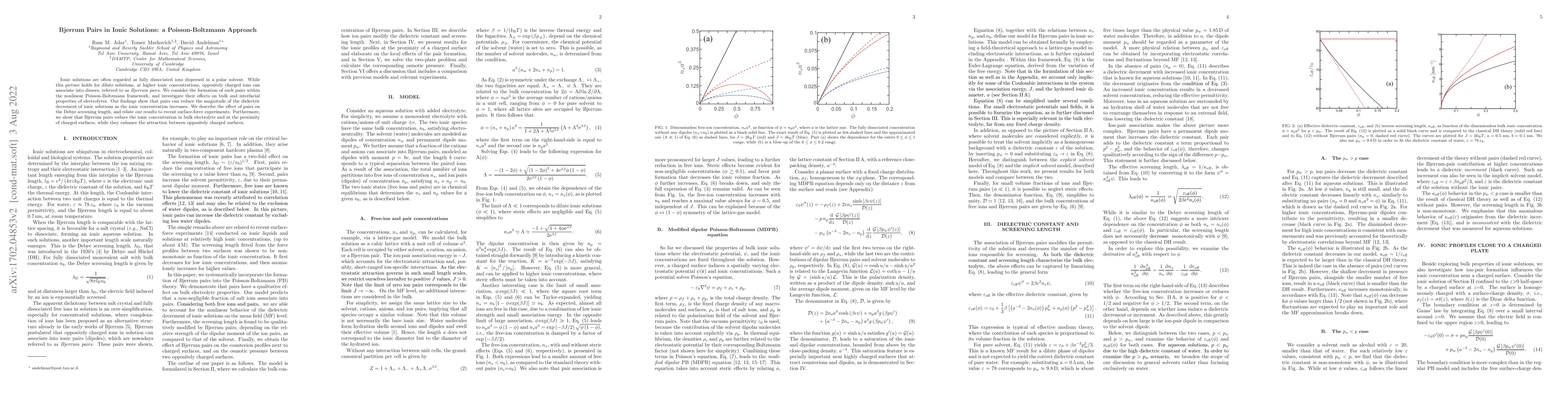 Thumbnail for Bjerrum Pairs in Ionic Solutions: a Poisson-Boltzmann Approach