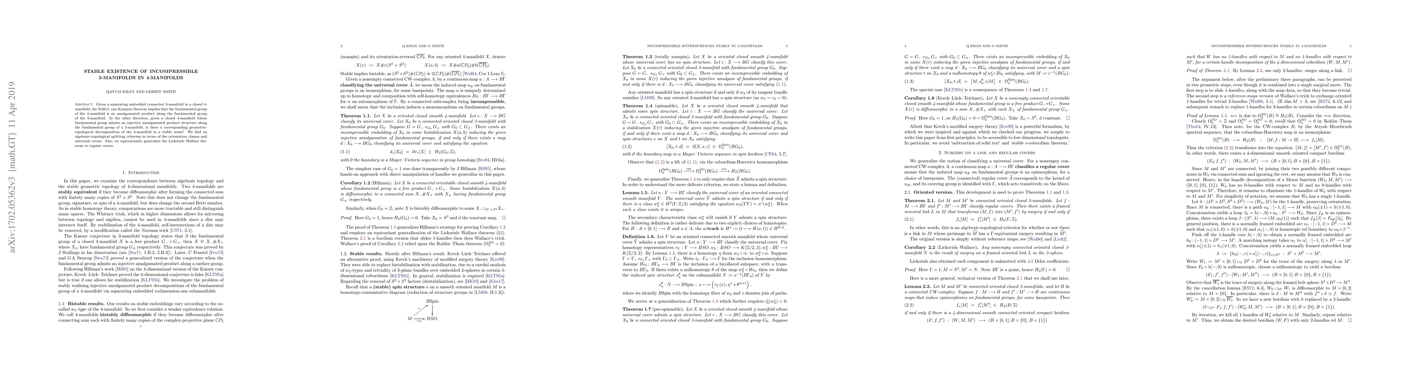 Thumbnail for Stable existence of incompressible 3-manifolds in 4-manifolds