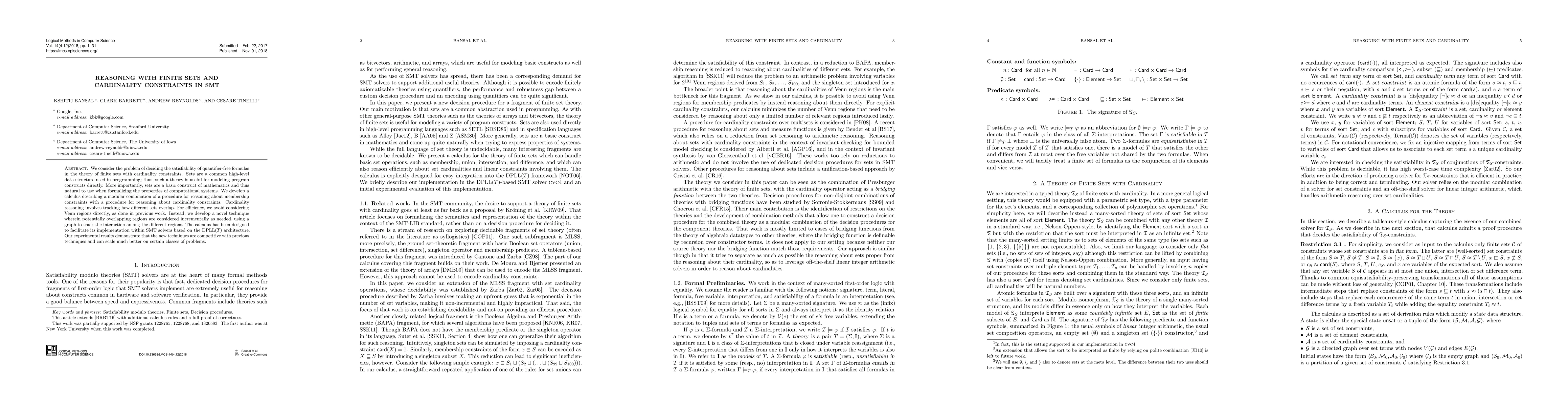 Thumbnail for Reasoning with Finite Sets and Cardinality Constraints in SMT