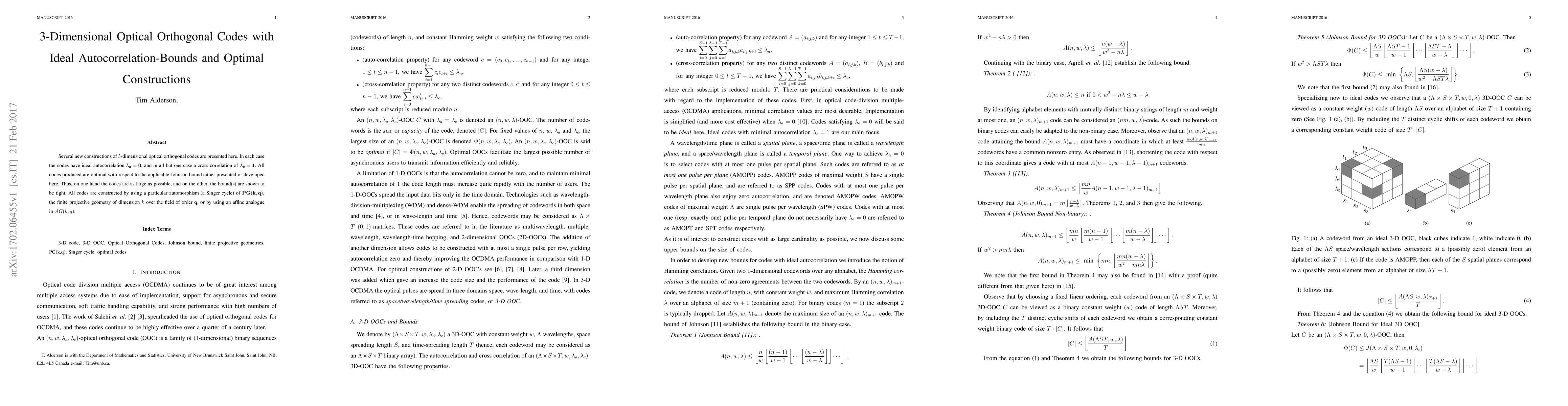 Thumbnail for 3-Dimensional Optical Orthogonal Codes with Ideal Autocorrelation-Bounds
  and Optimal Constructions