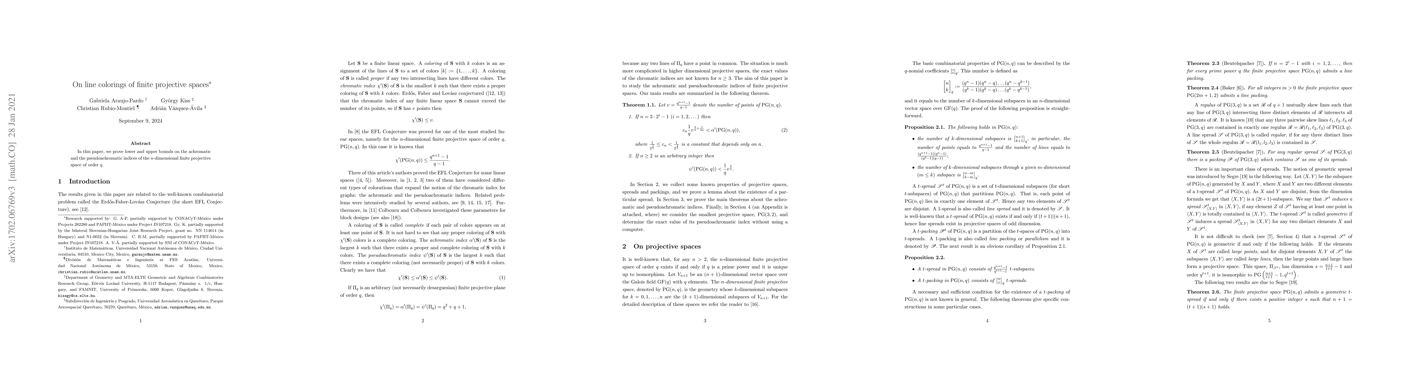 Thumbnail for On line colorings of finite projective spaces