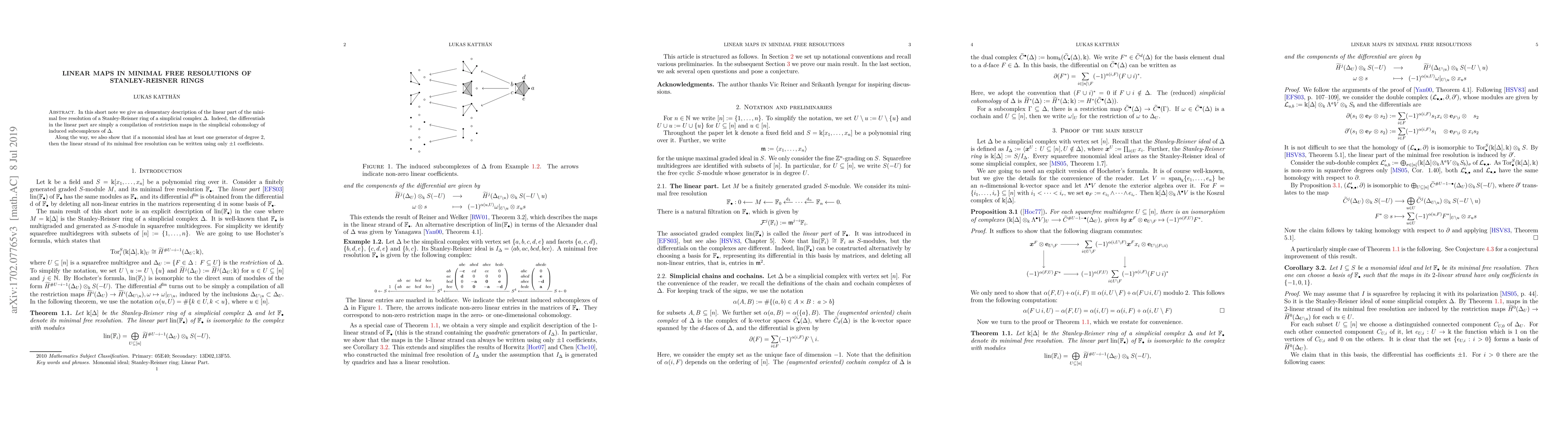 Thumbnail for Linear maps in minimal free resolutions of Stanley-Reisner rings