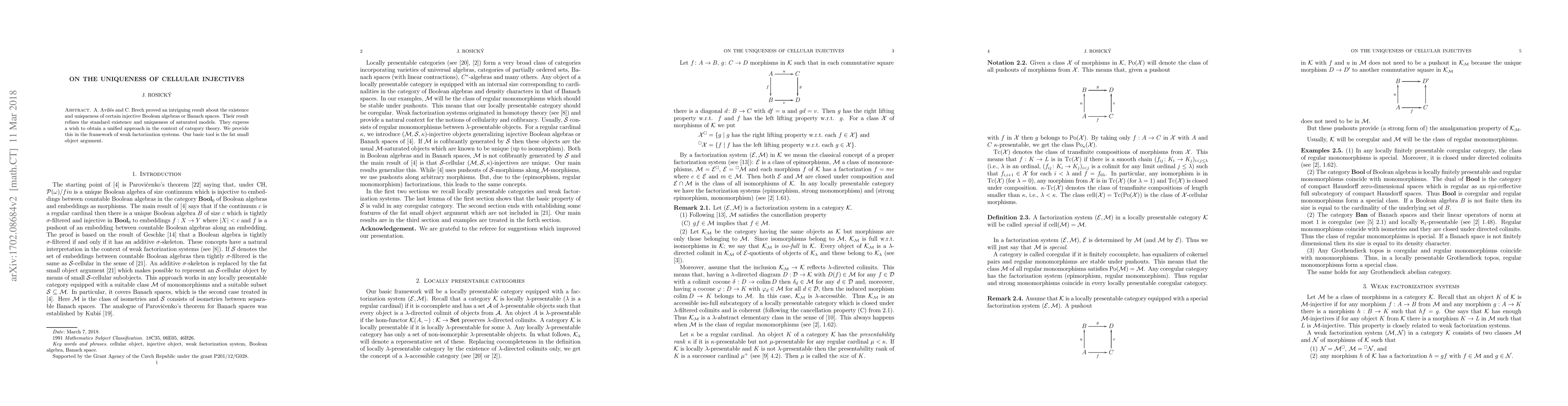 Thumbnail for On the uniqueness of cellular injectives