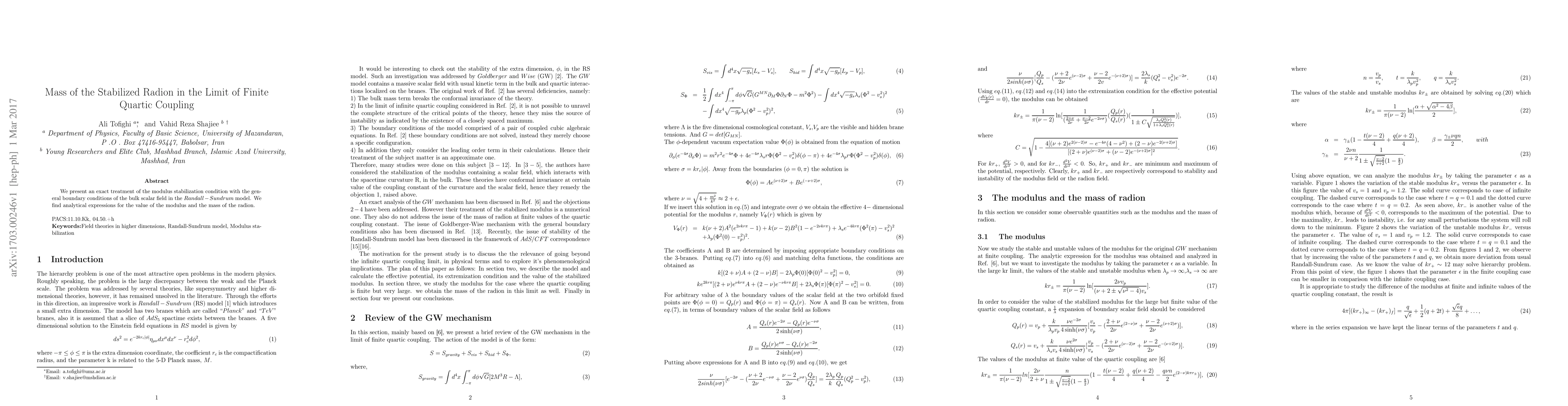 Thumbnail for Mass of the Stabilized Radion in the Limit of Finite Quartic Coupling