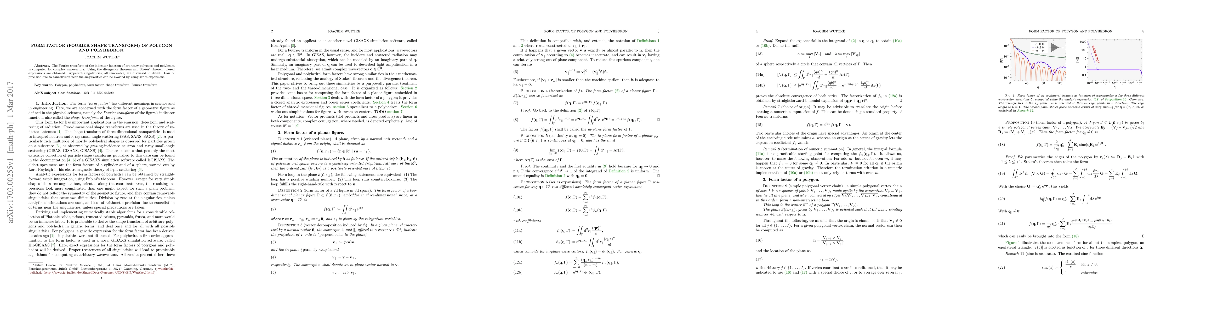 Thumbnail for Form factor (Fourier shape transform) of polygon and polyhedron