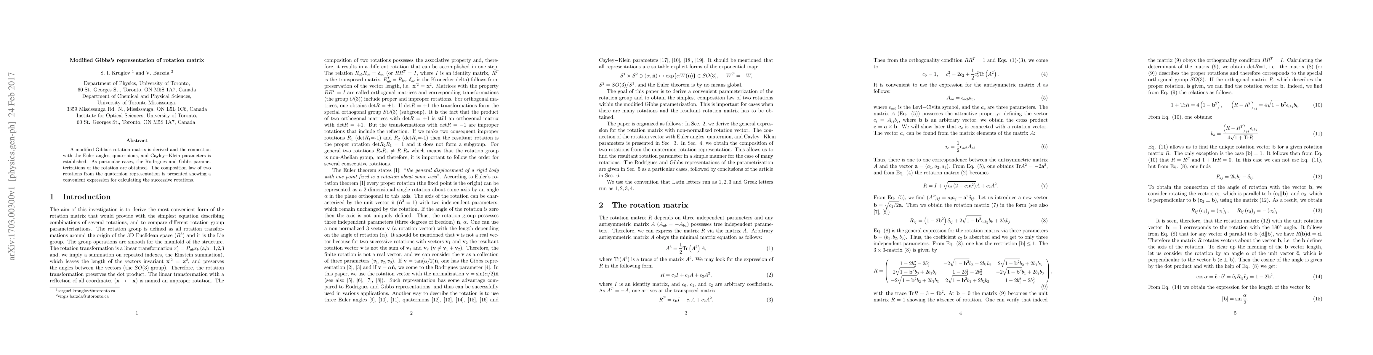 Thumbnail for Modified Gibbs's representation of rotation matrix