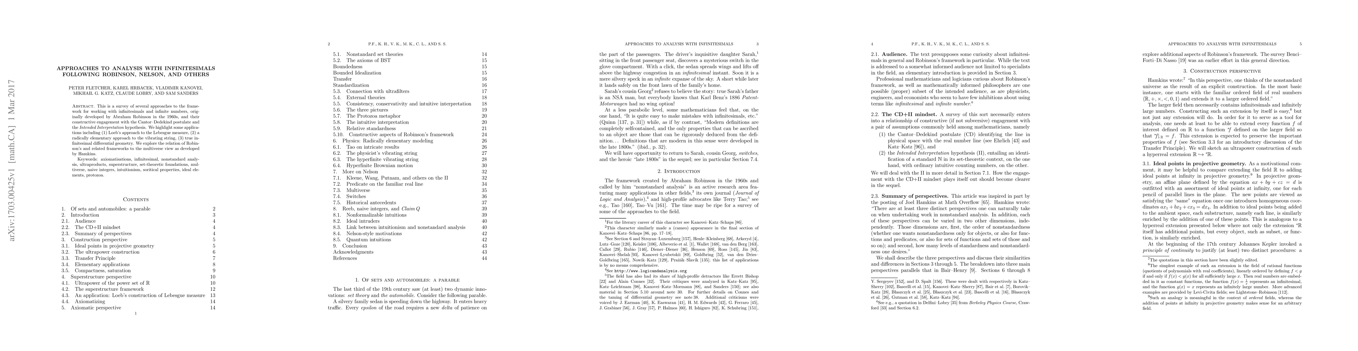 Thumbnail for Approaches to analysis with infinitesimals following Robinson, Nelson,
  and others