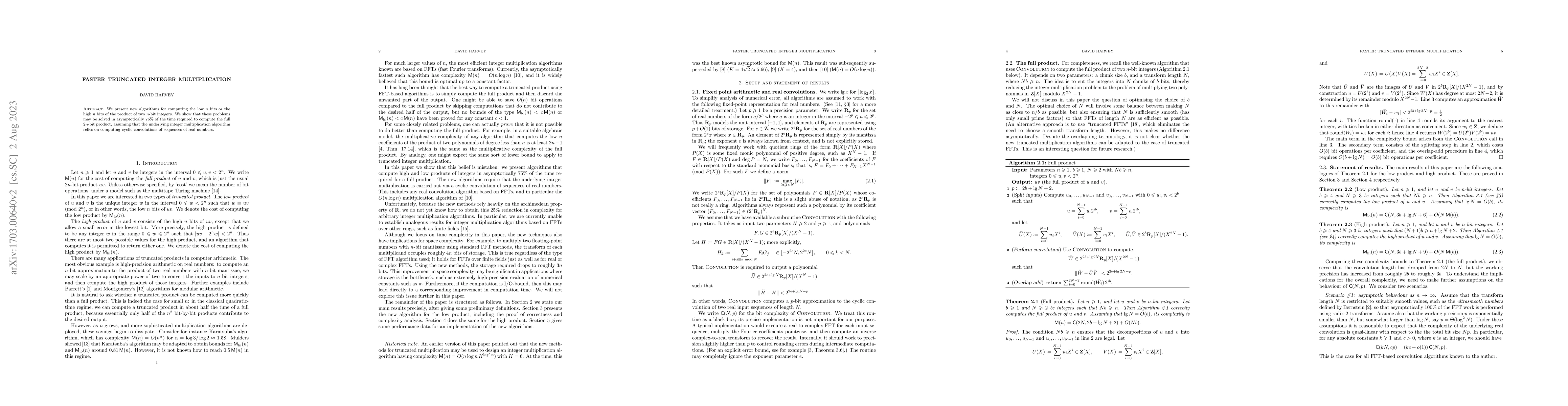 Thumbnail for Faster truncated integer multiplication