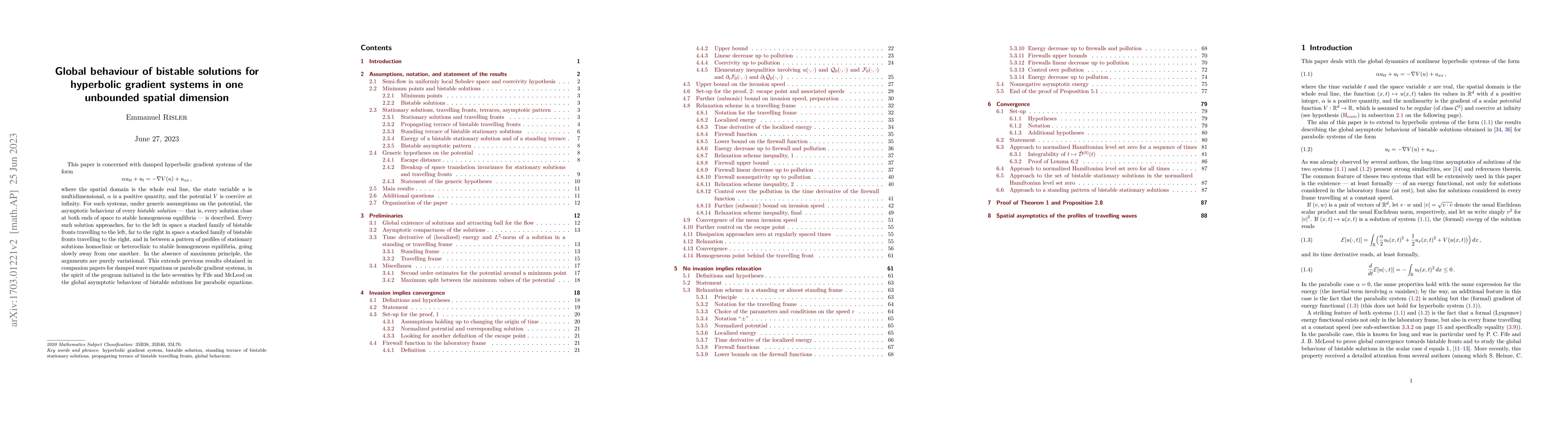 Thumbnail for Global behaviour of bistable solutions for hyperbolic gradient systems
  in one unbounded spatial dimension