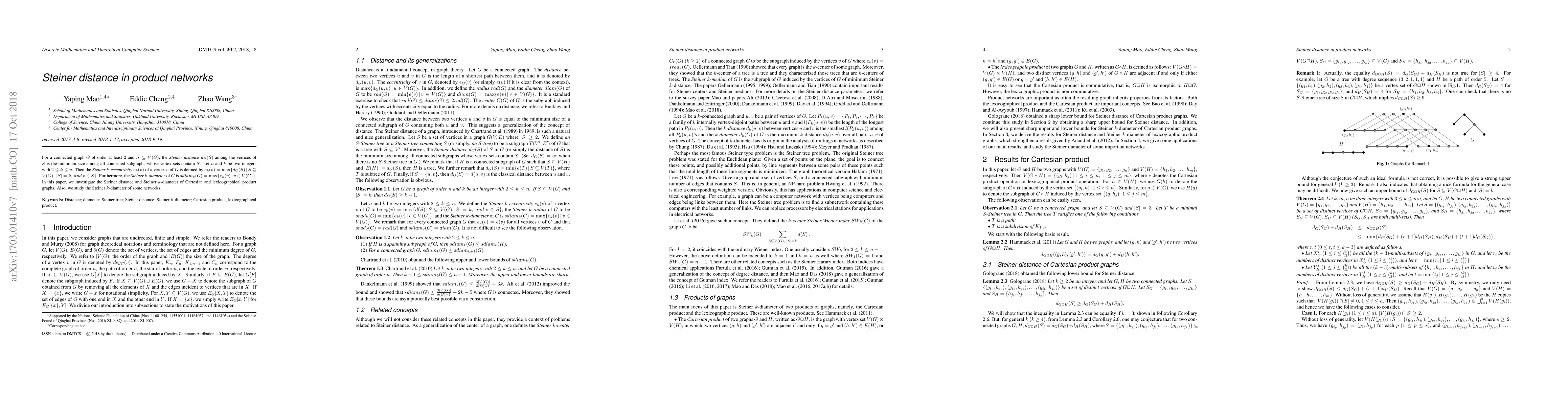 Thumbnail for Steiner Distance in Product Networks