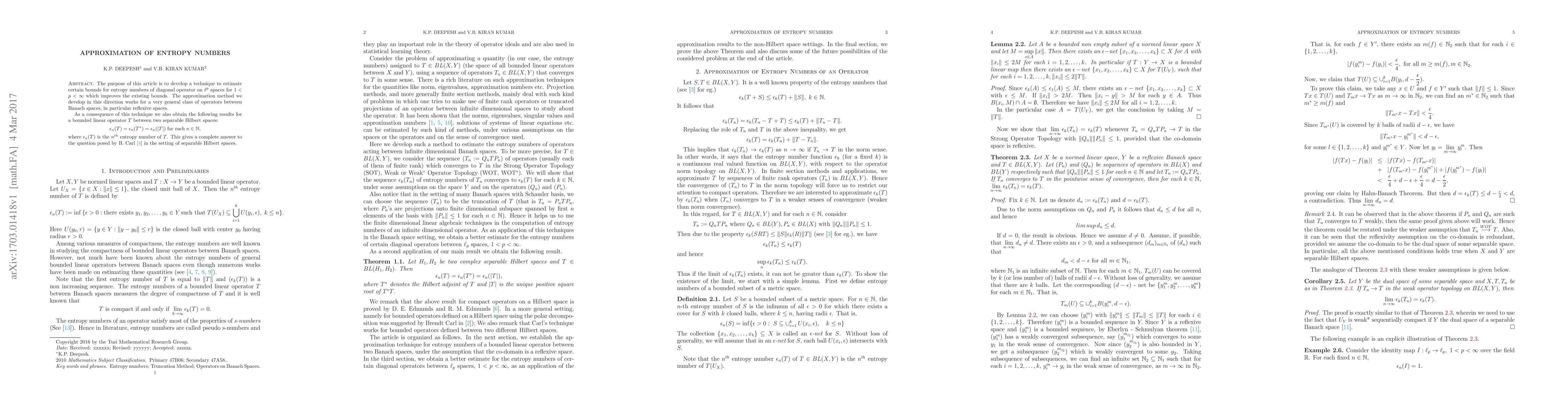 Thumbnail for Approximation of Entropy Numbers