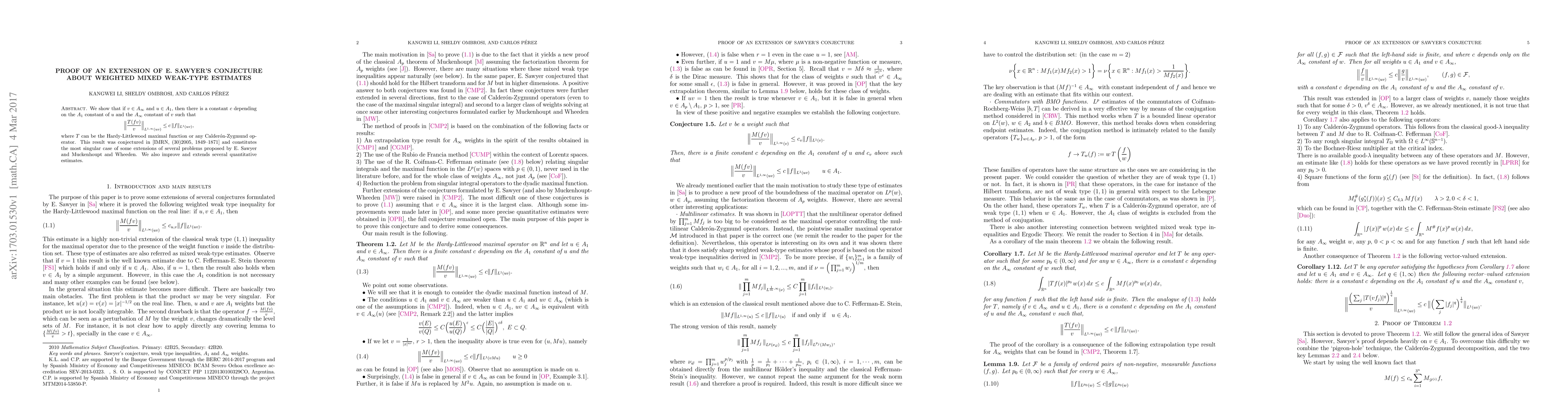 Thumbnail for Proof of an extension of E. Sawyer's conjecture about weighted mixed
  weak-type estimates