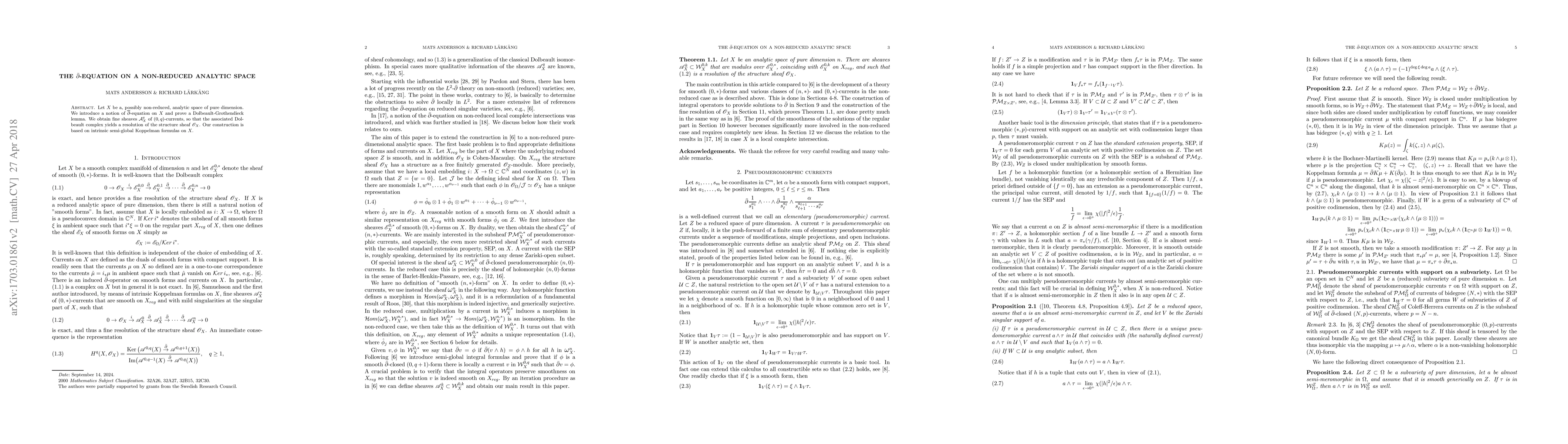 Thumbnail for The $\bar{\partial}$-equation on a non-reduced analytic space