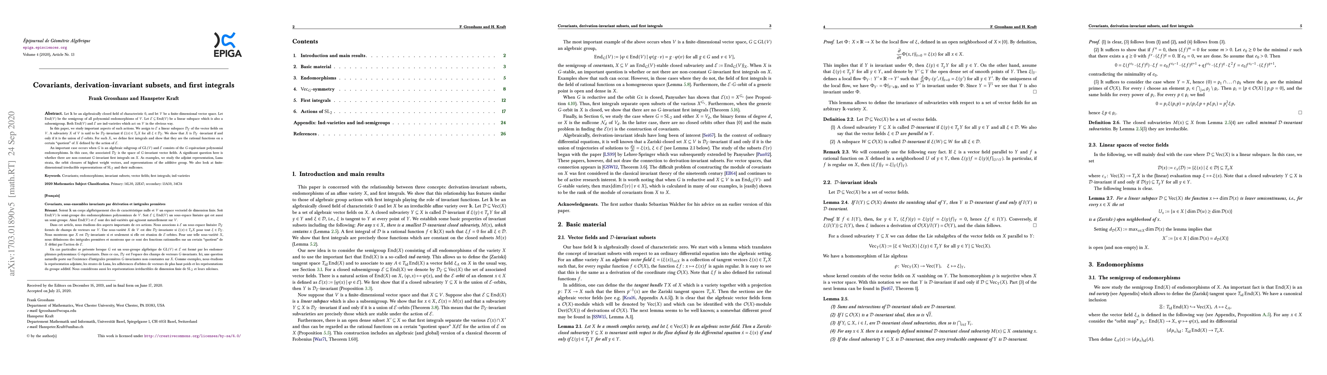 Thumbnail for Covariants, Invariant Subsets, and First Integrals