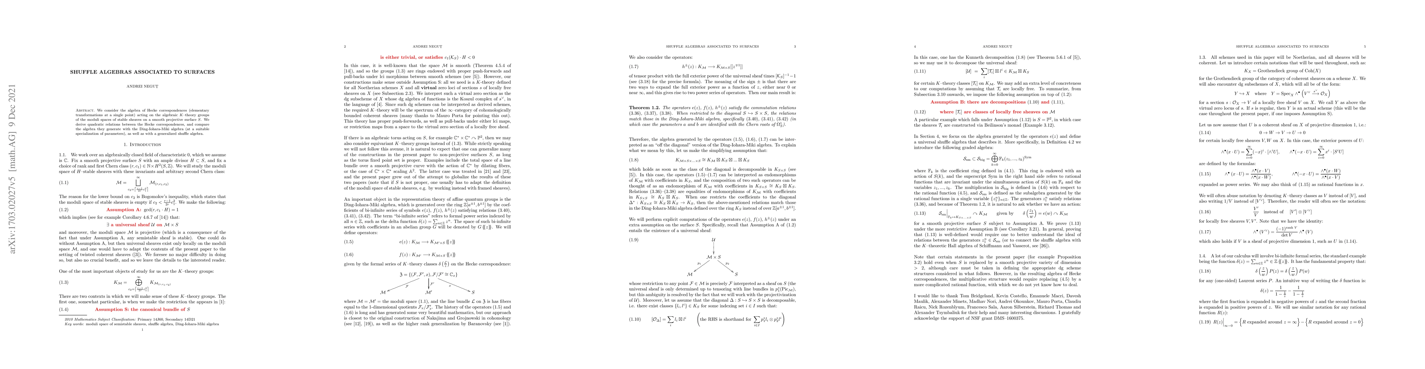 Thumbnail for Shuffle algebras associated to surfaces