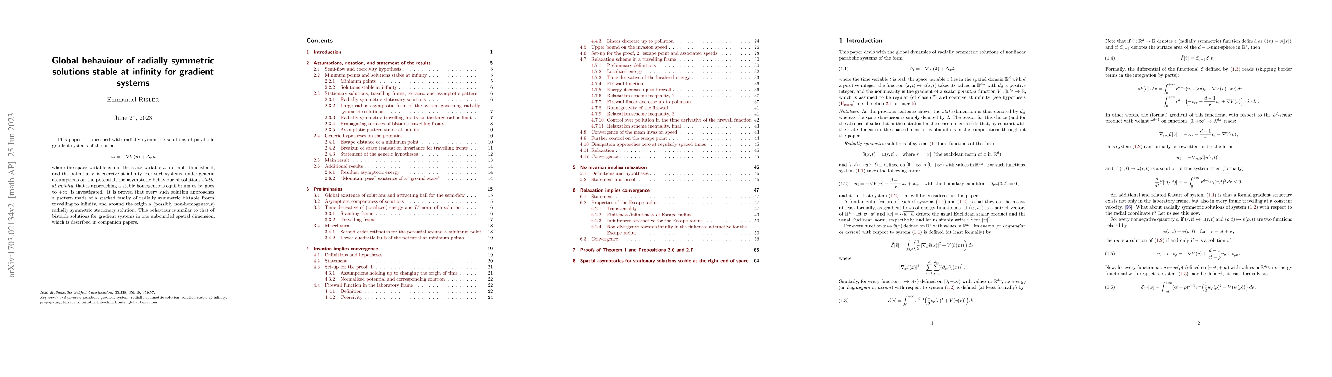 Thumbnail for Global behaviour of radially symmetric solutions stable at infinity for
  gradient systems