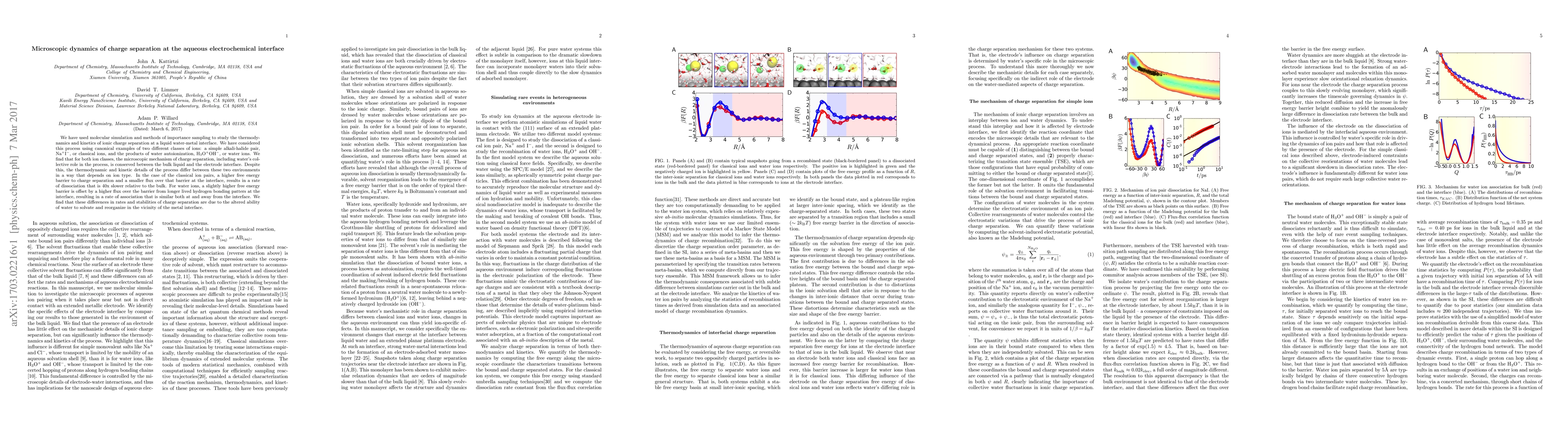 Thumbnail for Microscopic dynamics of charge separation at the aqueous electrochemical
  interface