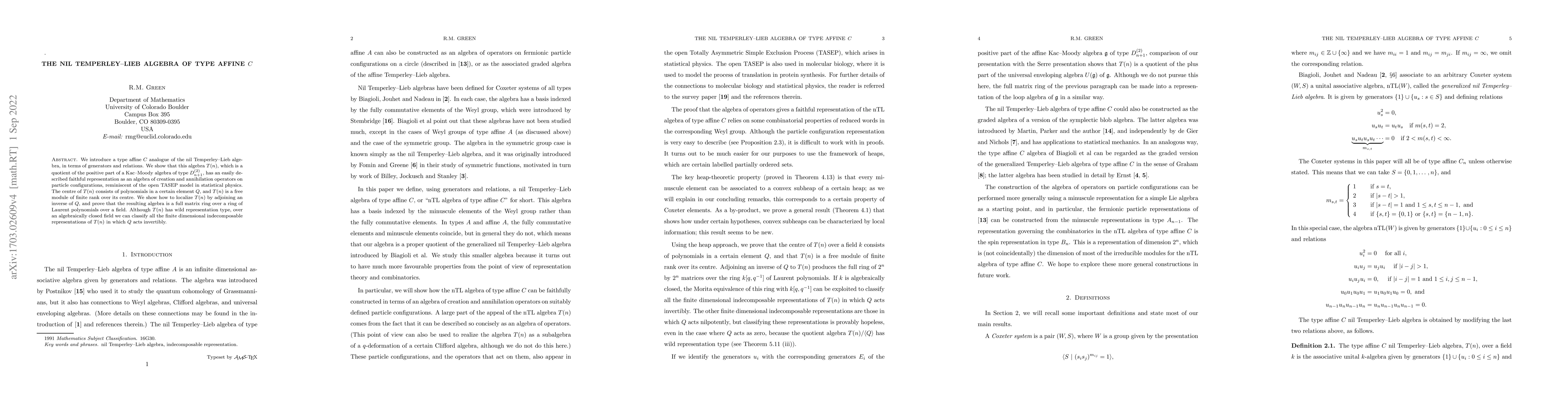 Thumbnail for The nil Temperley--Lieb algebra of type affine C