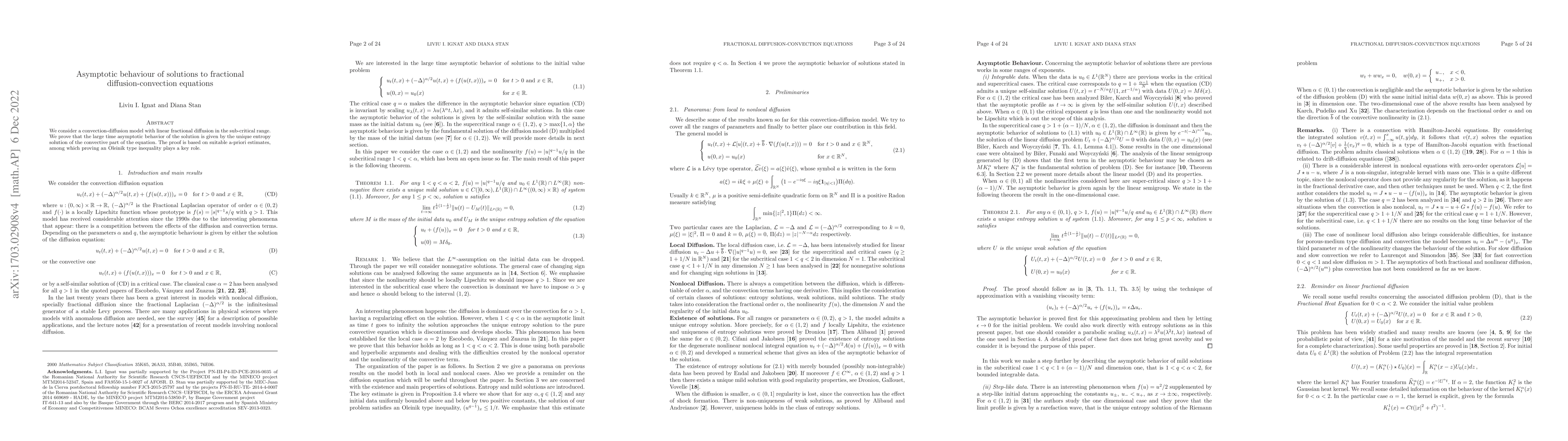 Thumbnail for Asymptotic behaviour of solutions to fractional diffusion-convection
  equations