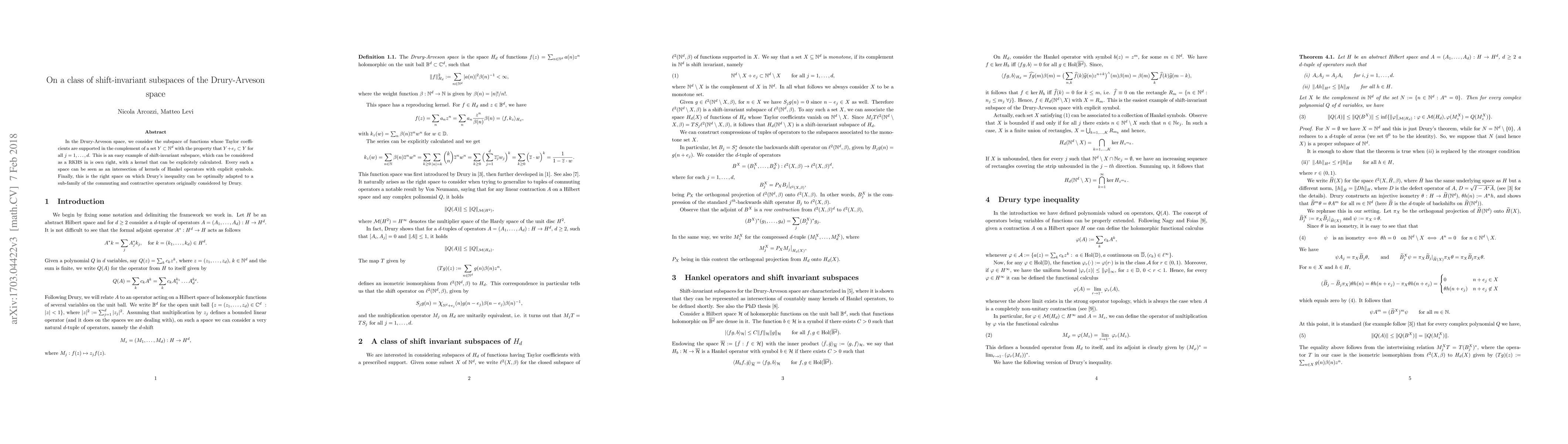 Thumbnail for On a class of shift-invariant subspaces of the Drury-Arveson space