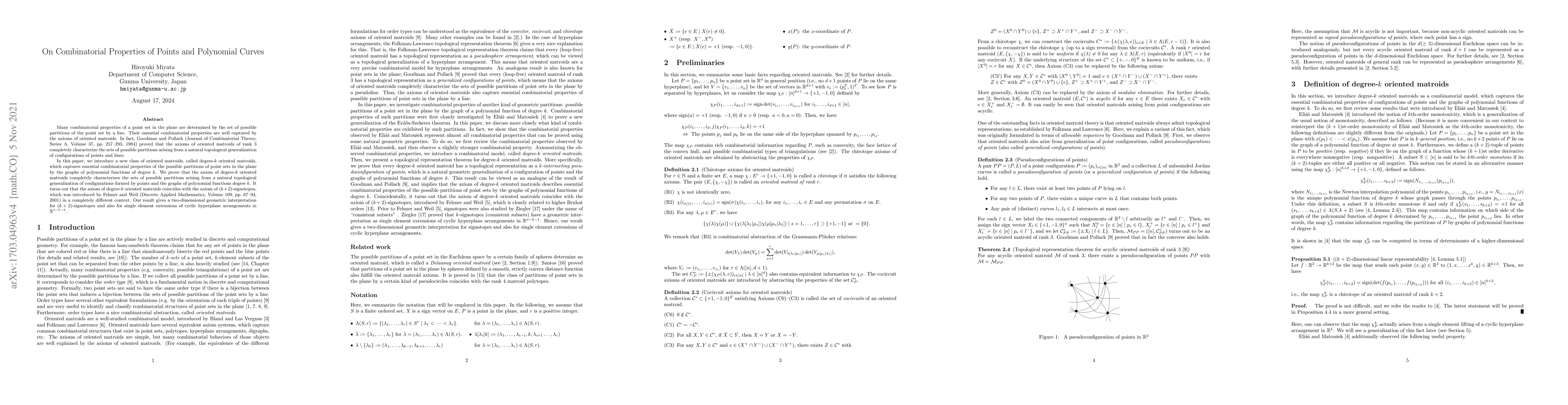 Thumbnail for On Combinatorial Properties of Points and Polynomial Curves
