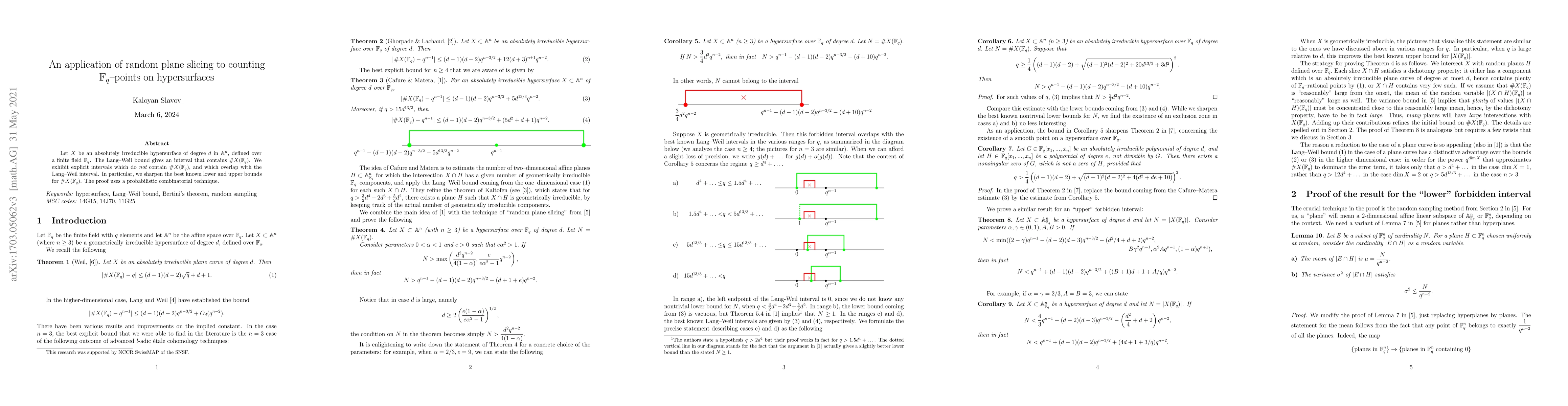 Thumbnail for An application of random plane slicing to counting $\mathbb{F}_q$-points
  on hypersurfaces