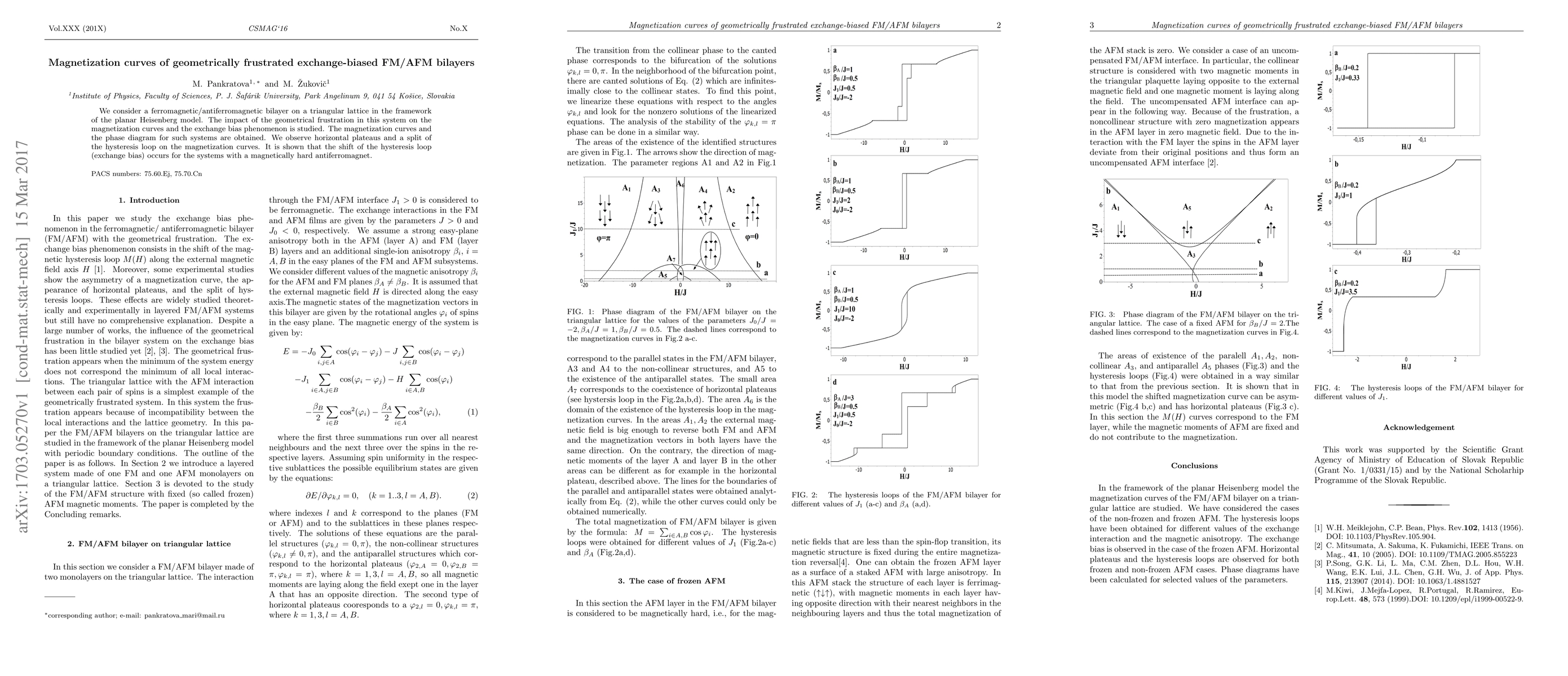 Thumbnail for Magnetization curves of geometrically frustrated exchange-biased FM/AFM
  bilayers