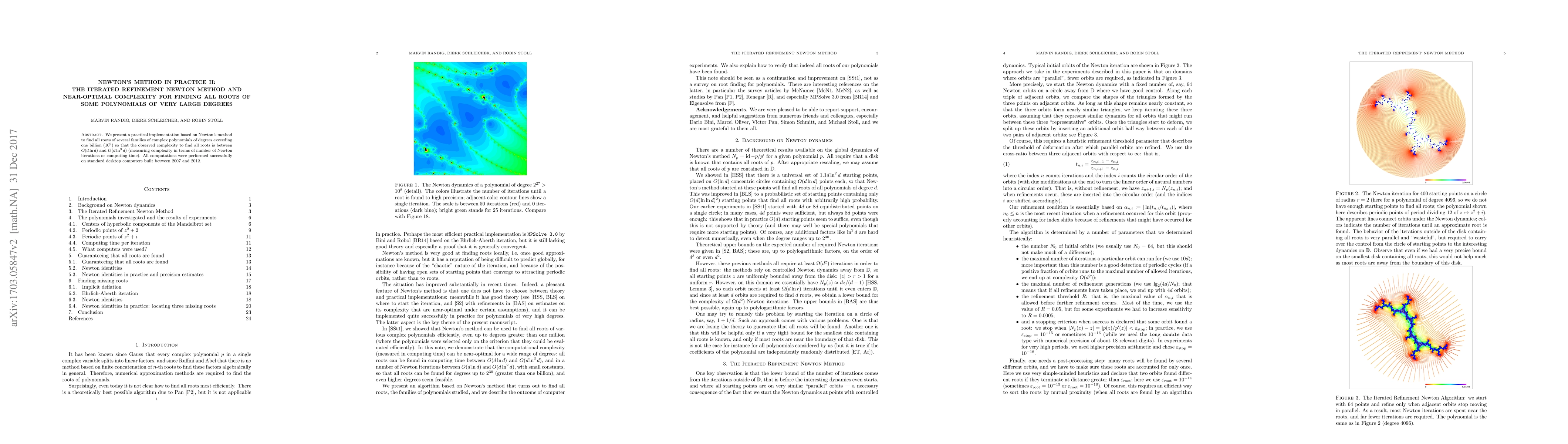 Thumbnail for Newton's method in practice II: The iterated refinement Newton method
  and near-optimal complexity for finding all roots of some polynomials of very
  large degrees