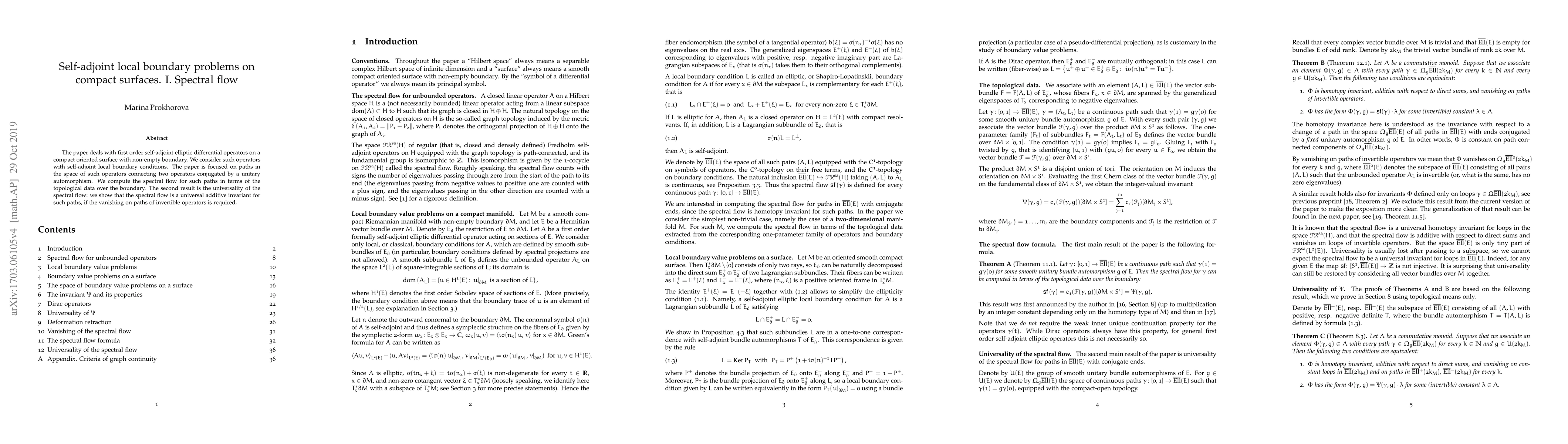 Thumbnail for Self-adjoint local boundary problems on compact surfaces. I. Spectral
  flow