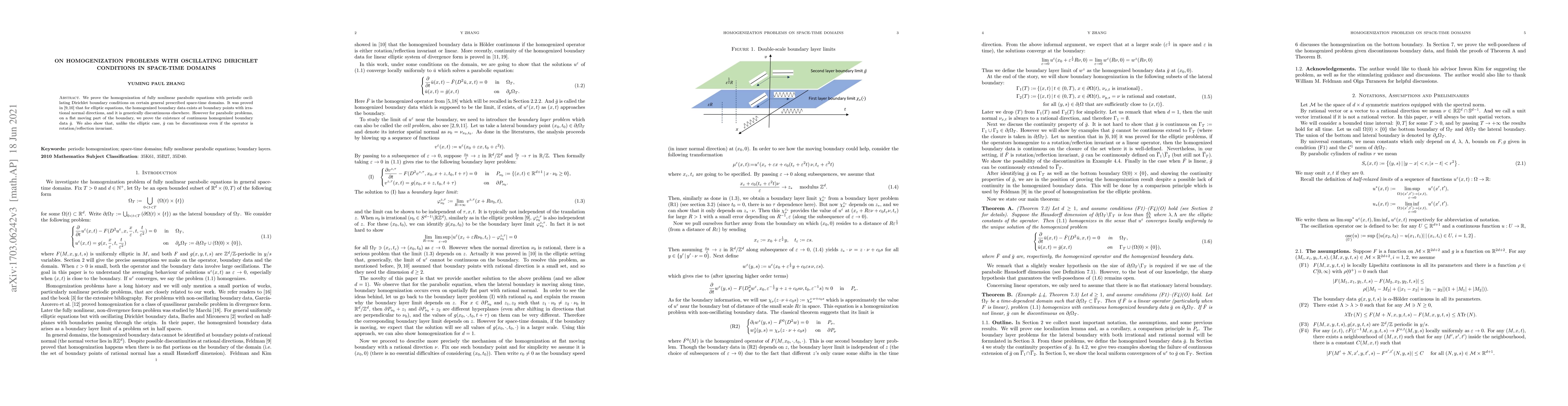Thumbnail for On Homogenization Problems with Oscillating Dirichlet Conditions in
  Space-Time Domains