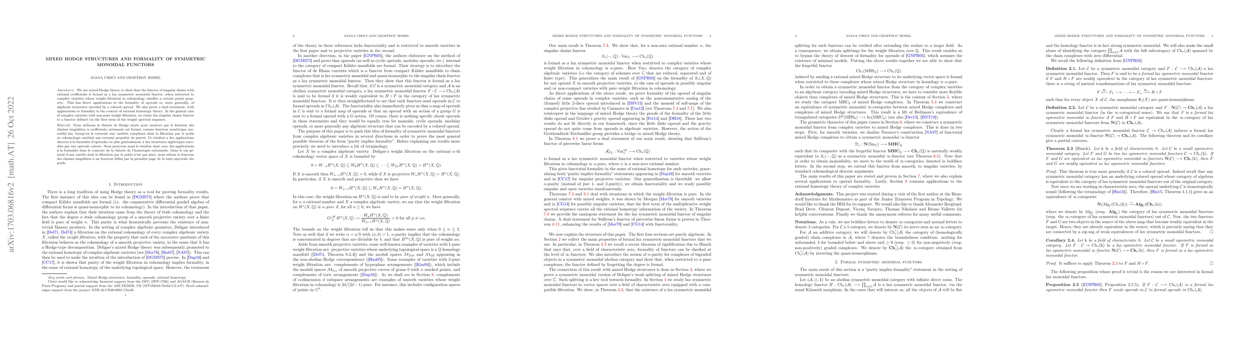 Thumbnail for Mixed Hodge structures and formality of symmetric monoidal functors