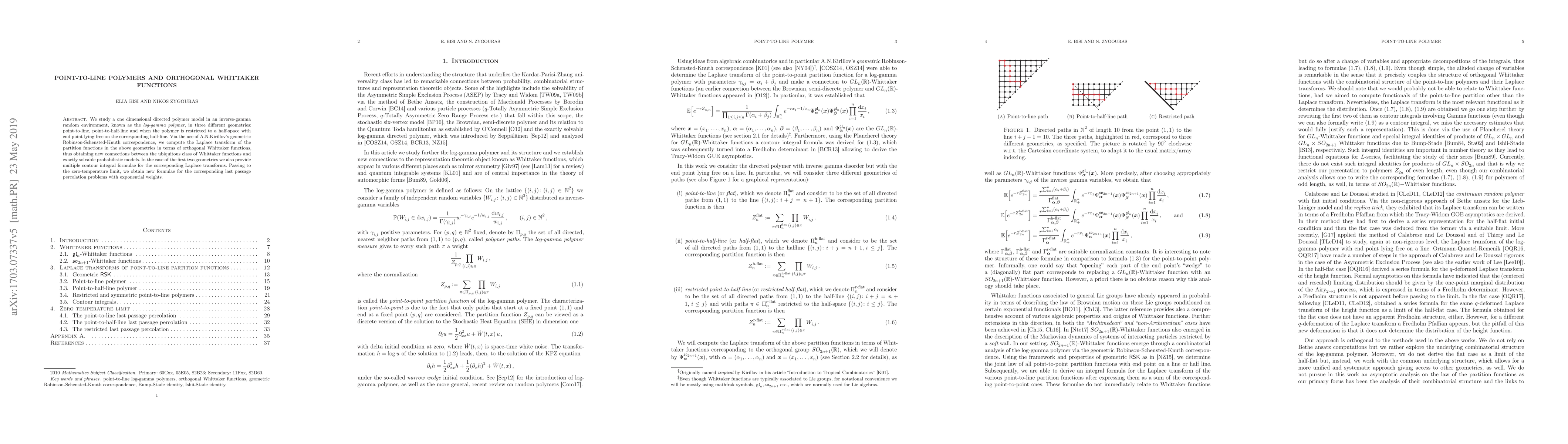 Thumbnail for Point-to-line polymers and orthogonal Whittaker functions