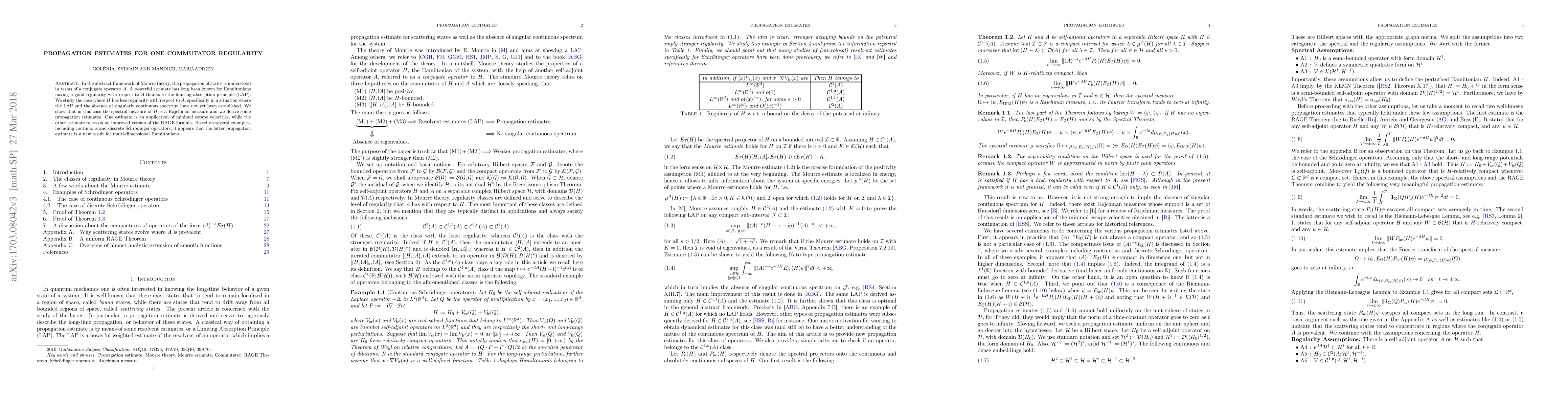 Thumbnail for Propagation estimates in the one-commutator theory